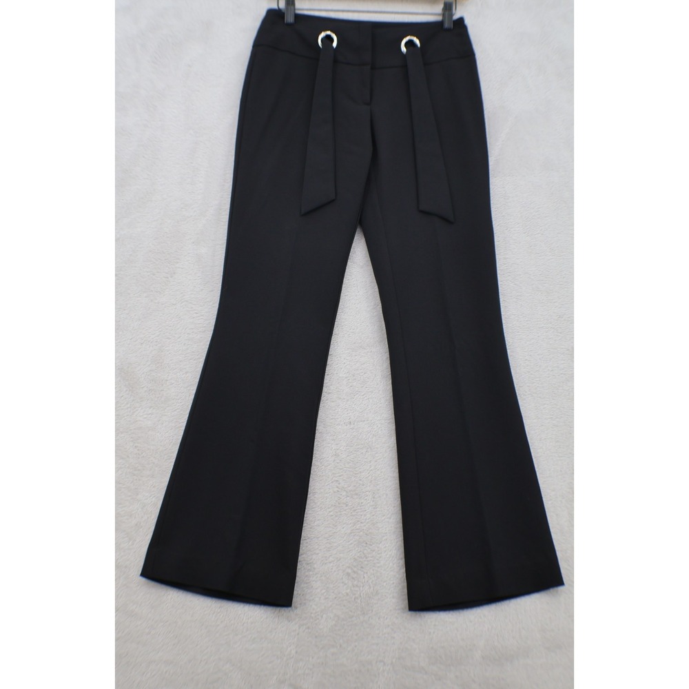 Vintage Caché Black Flare Pants Womens 0 Grommet Tie Waist Made USA Y2K